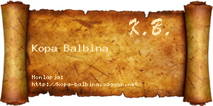 Kopa Balbina névjegykártya